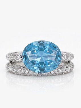 Light Blue Topaz Ring Set, solid 925 Sterling Silver BP